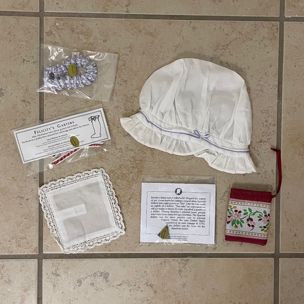 American Girl Felicity Accessories - Cap, Purse, Garters, etc.